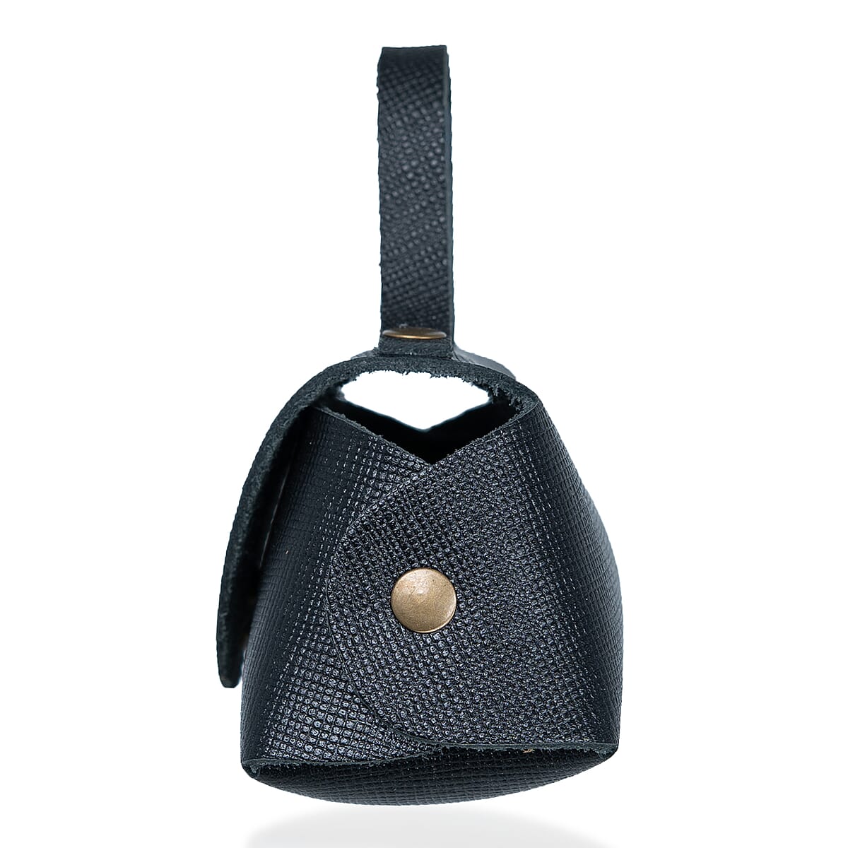 Passage Black Genuine Leather Earbud Purse Keychain image number 3