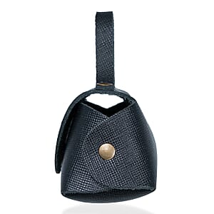 Passage Black Genuine Leather Earbud Purse Keychain