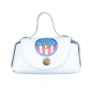 Passage White Genuine Leather Earbud Purse Keychain