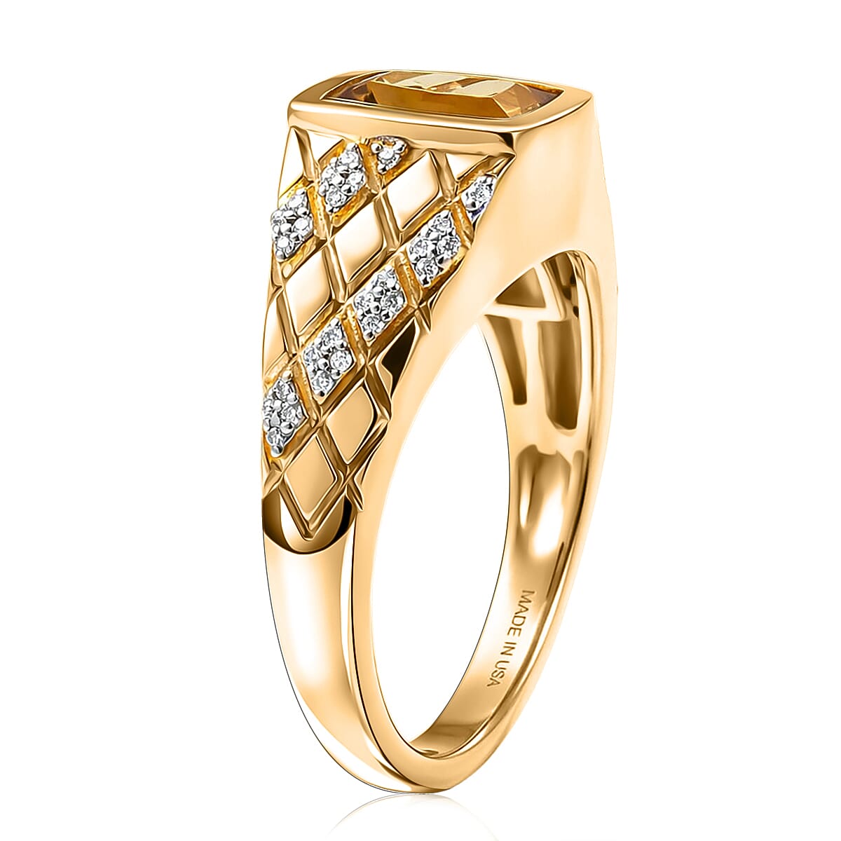 D'Joy Premium Golden Apatite and Moissanite 2.40 ctw Men's Ring in 18K Vermeil Yellow Gold Over Sterling Silver (Size 10.0) image number 3