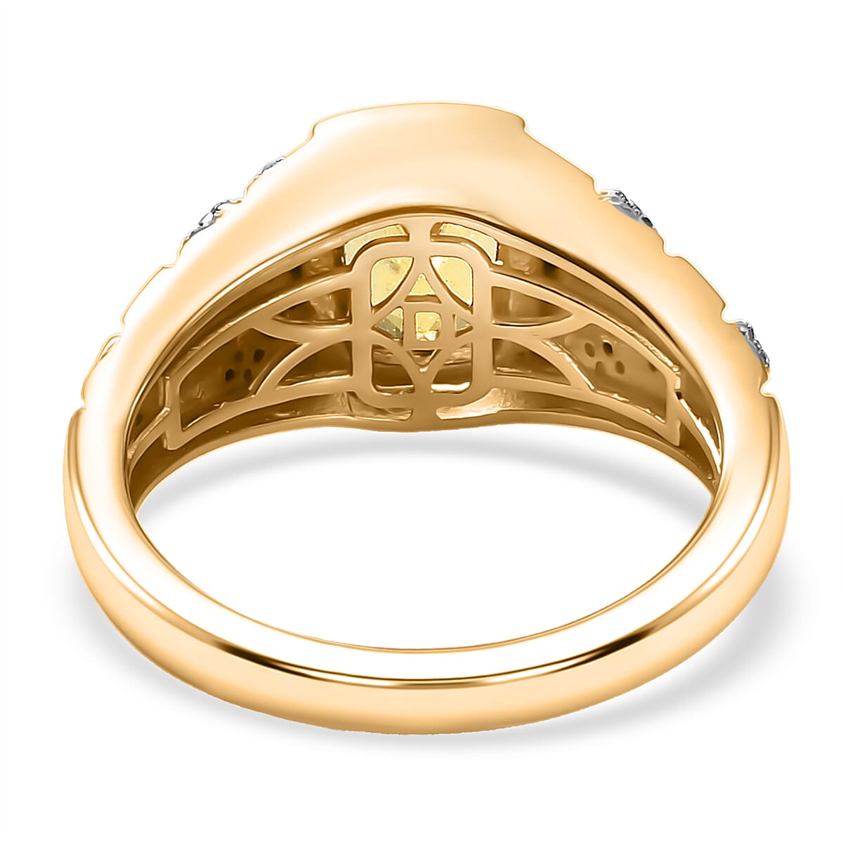 D'Joy Premium Golden Apatite and Moissanite 2.40 ctw Men's Ring in 18K Vermeil Yellow Gold Over Sterling Silver (Size 10.0) image number 4