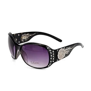 Livmore Black UV400 Rhinestone Sunglasses with Case