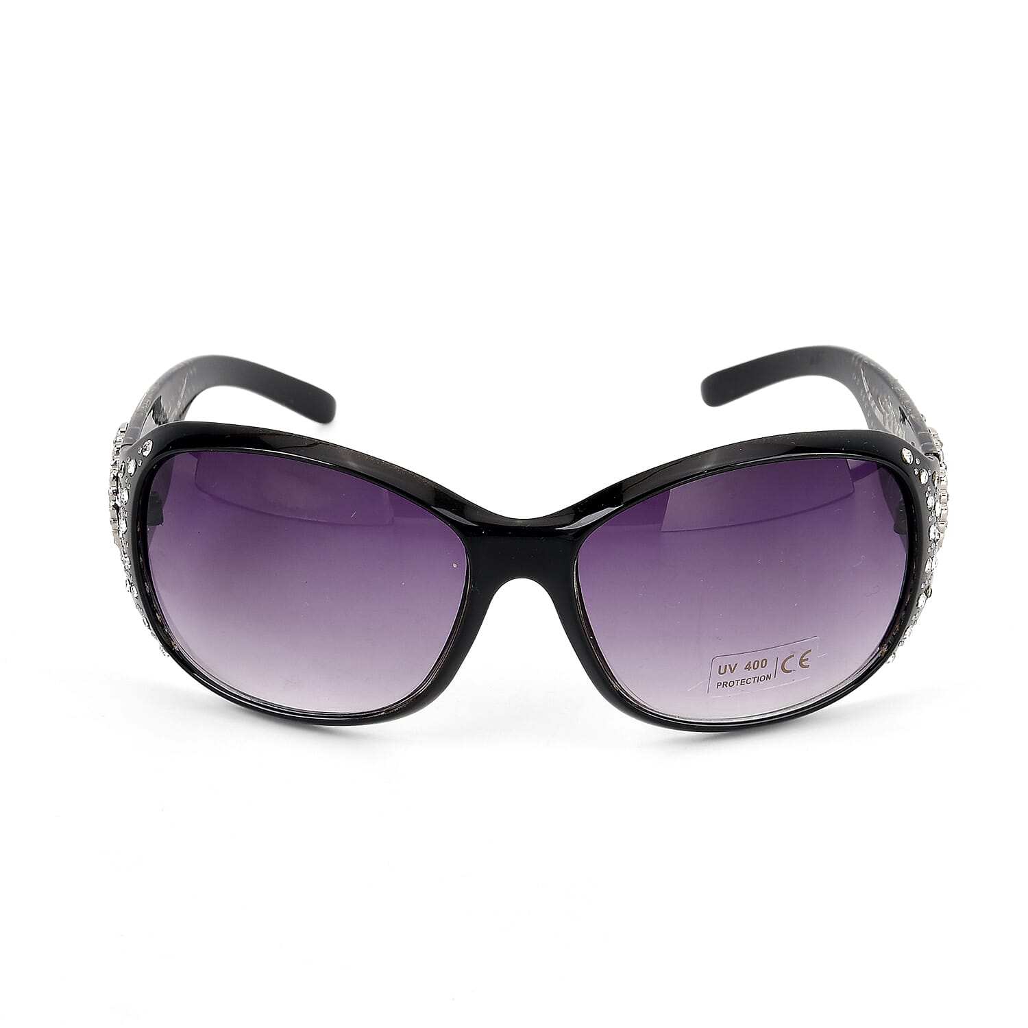 Livmore Black UV400 Rhinestone Sunglasses with Case