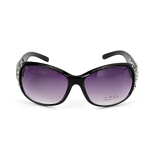 Livmore Black UV400 Rhinestone Sunglasses with Case