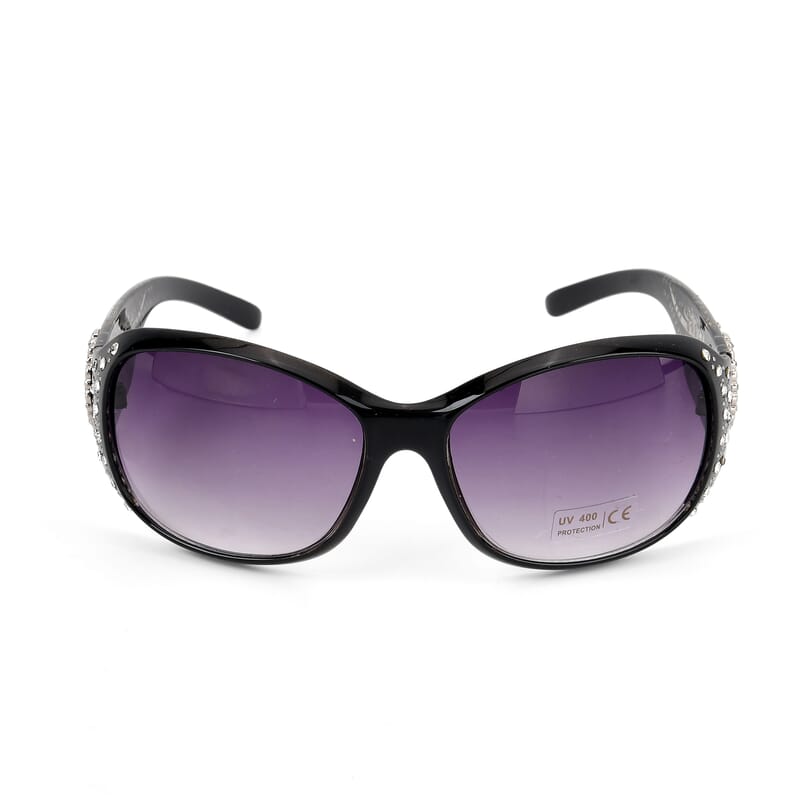 Livmore Black UV400 Rhinestone Sunglasses with Case