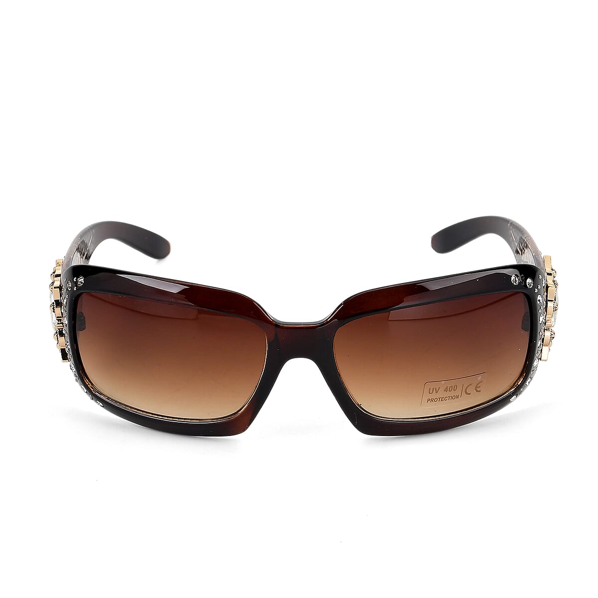 Livmore Brown UV400 Rhinestone Sunglasses with Case image number 3