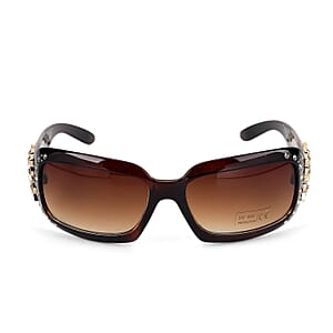 Livmore Brown UV400 Rhinestone Sunglasses with Case