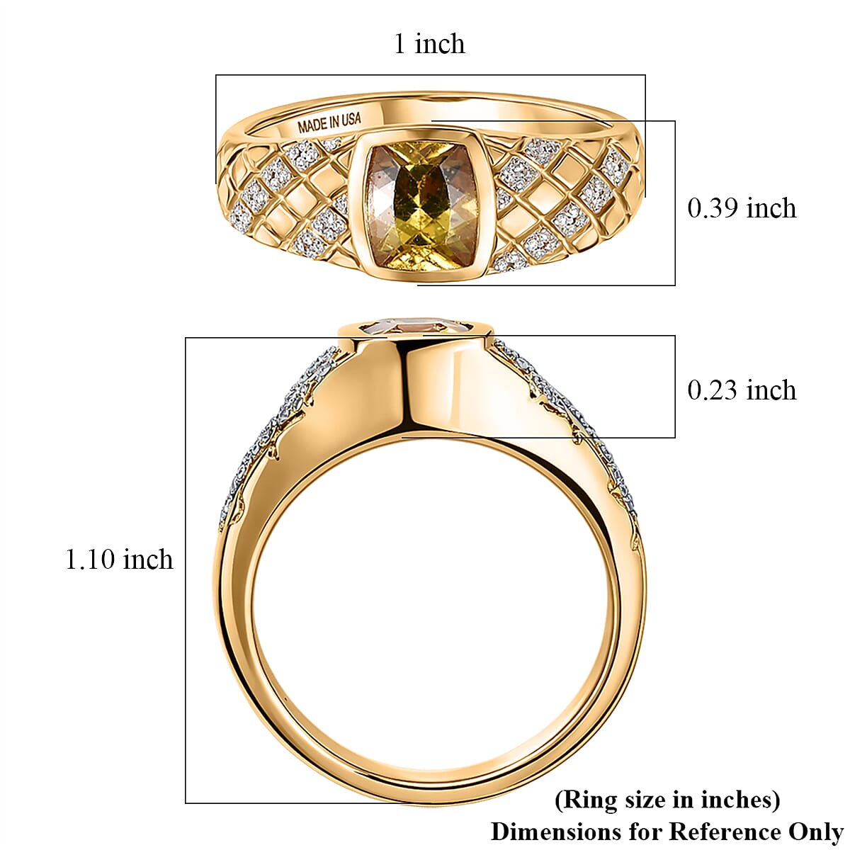 D'Joy Premium Golden Apatite, Moissanite Men's Ring in 18K Vermeil YG Over Sterling Silver (Size 10.0) 2.40 ctw image number 5