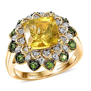 D'Joy Premium Golden Apatite, Multi Gemstone Ring in 18K Vermeil YG Over Sterling Silver (Size 10.0) 3.85 ctw