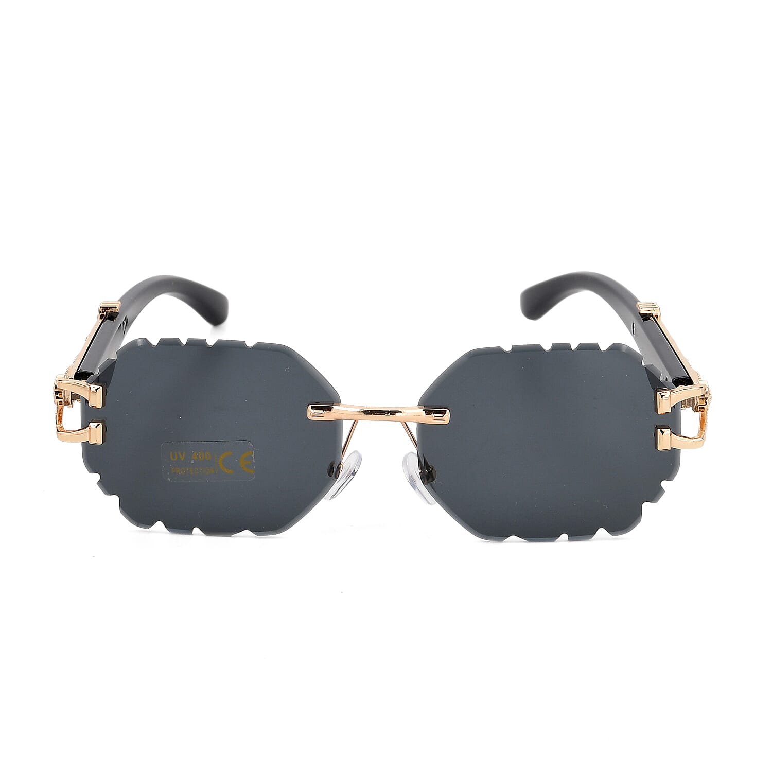 Livmore Black UV400 Panther-accent Temples Design Sunglasses