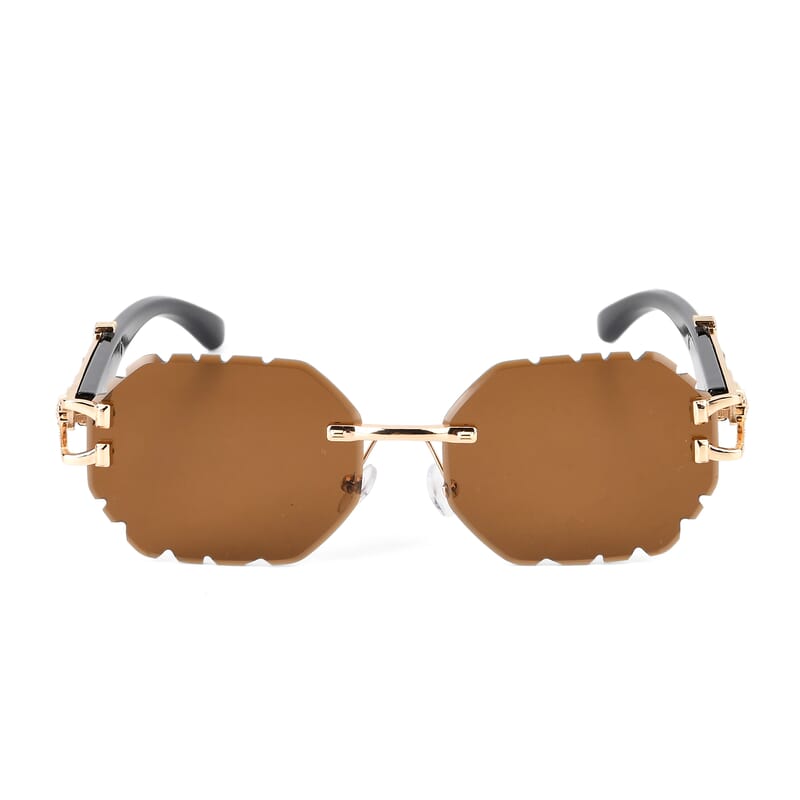 Livmore Brown UV400 Panther-accent Temples Design Sunglasses