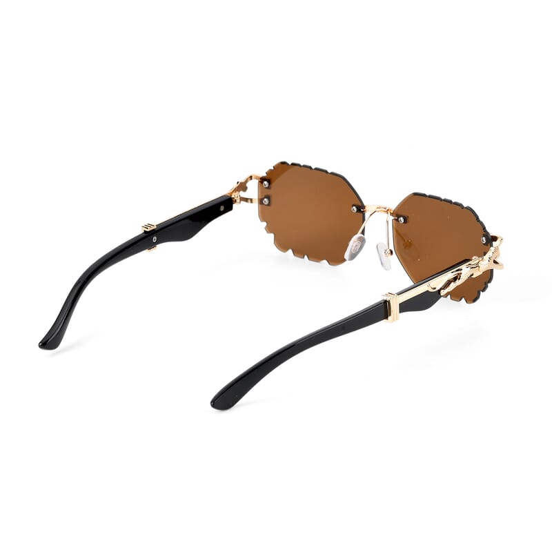 Livmore Brown UV400 Panther-accent Temples Design Sunglasses