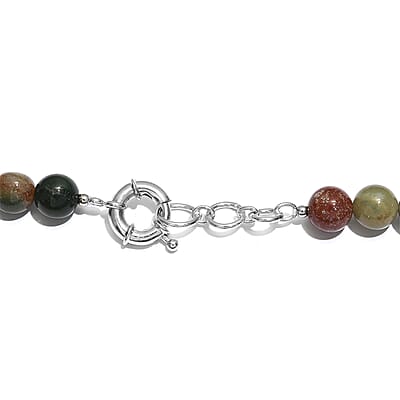 EverTrue Moss Agate and Austrian Crystal 328.00 ctw Beaded Necklace in Platinum Over 18 Inches