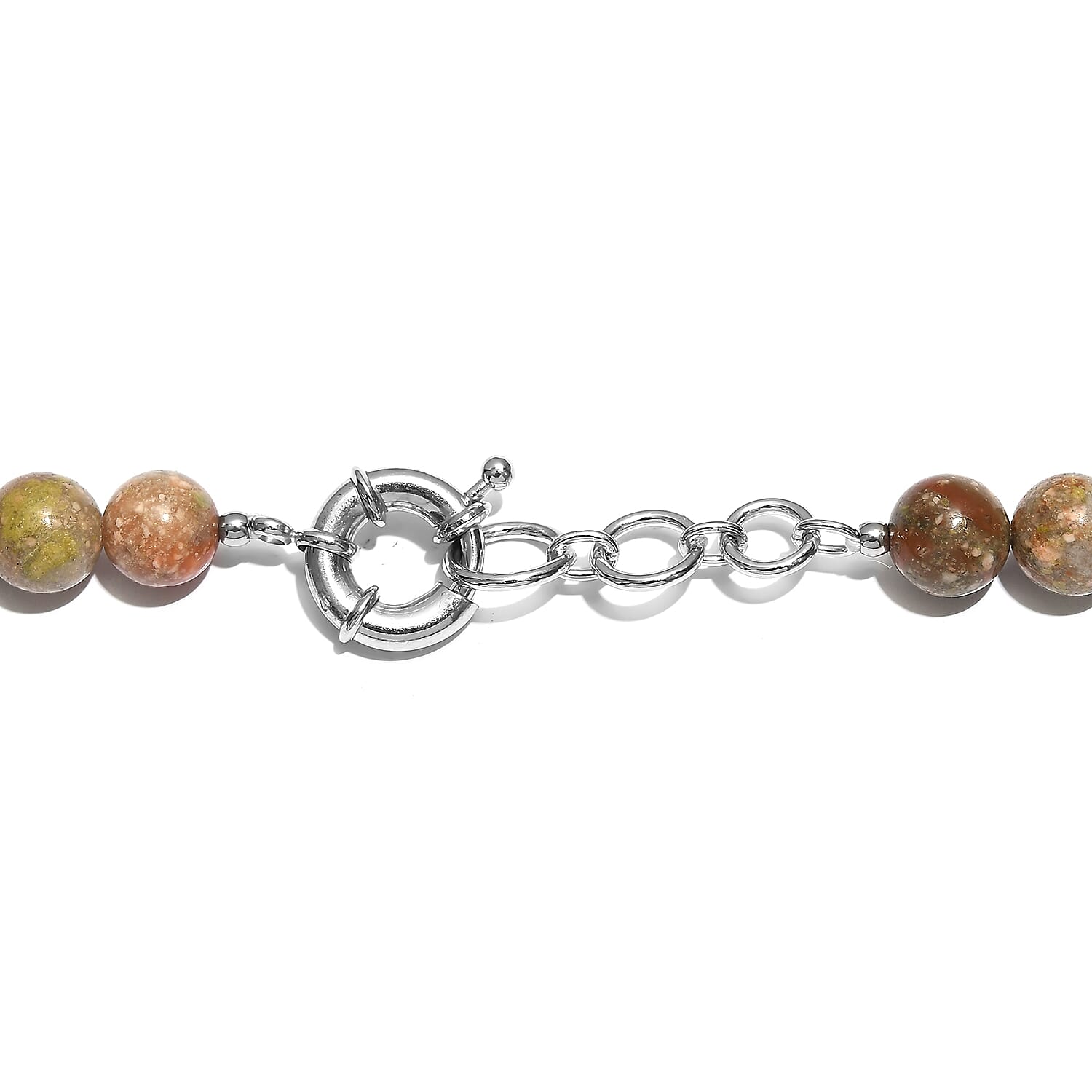 EverTrue Autumn Jasper and Galilea Rose Quartz 310.00 ctw Beaded Necklace (18 Inches) in Platinum Bond