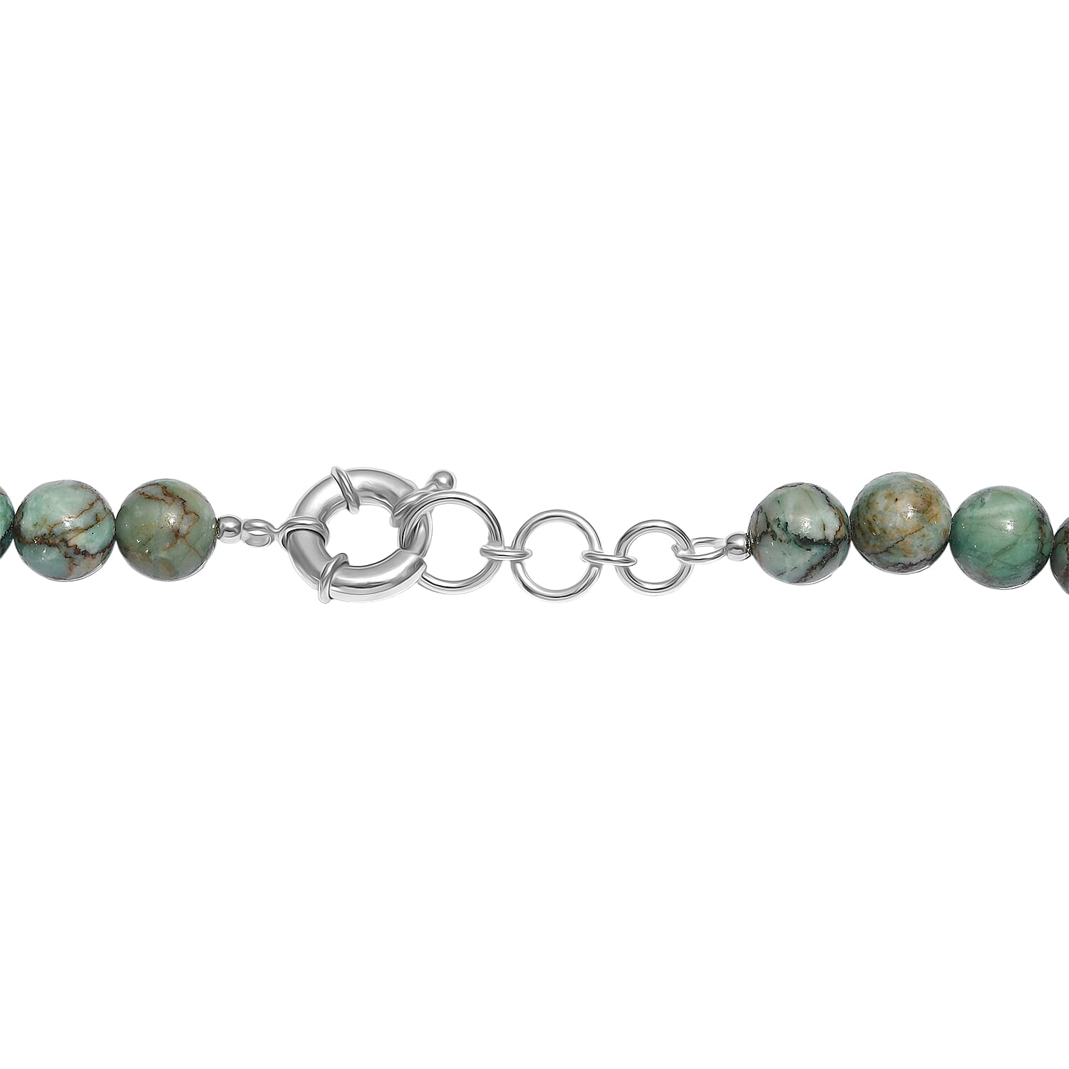 EverTrue Green Jasper and African Amethyst 310.00 ctw Beaded Necklace (18 Inches) in Platinum Bond