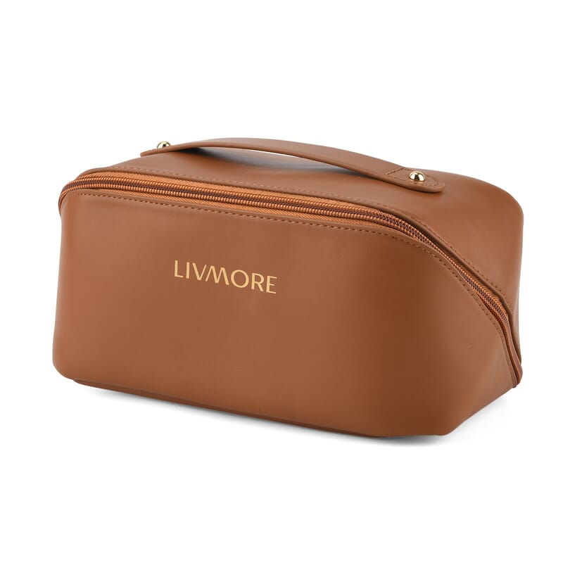 Livmore Brown Faux Leather Makeup Folding Bag