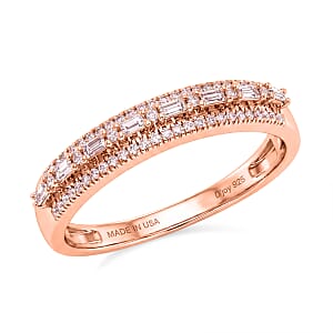 D'Joy Natural Pink Diamond (I3) 0.25 ctw Blush Promise Band Ring in 18K Vermeil Rose Gold Over Sterling Silver (Size 7.0)