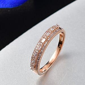 D'Joy Natural Pink Diamond (I3) 0.25 ctw Blush Promise Band Ring in 18K Vermeil Rose Gold Over Sterling Silver (Size 7.0)