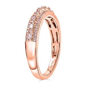 D'Joy Natural Pink Diamond (I3) 0.25 ctw Blush Promise Band Ring in 18K Vermeil Rose Gold Over Sterling Silver (Size 7.0)