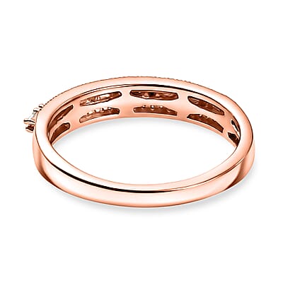 D'Joy Natural Pink Diamond (I3) 0.25 ctw Blush Promise Band Ring in 18K Vermeil Rose Gold Over Sterling Silver (Size 7.0)
