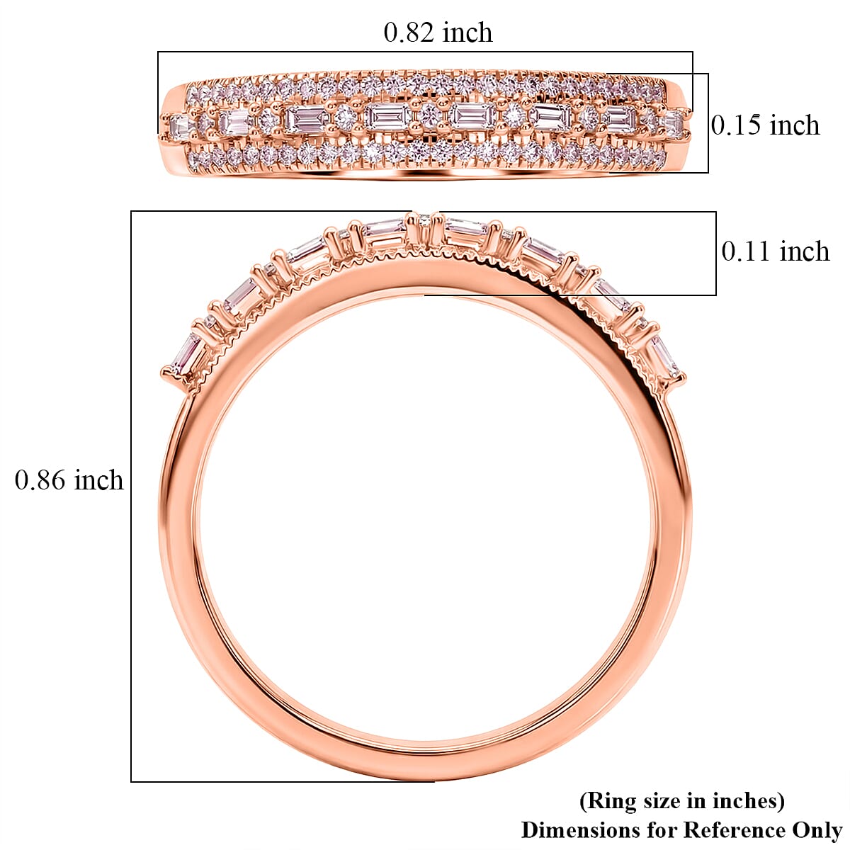 D'Joy Natural Pink Diamond (I3) 0.25 ctw Blush Promise Band Ring in 18K Vermeil Rose Gold Over Sterling Silver (Size 7.0) image number 5