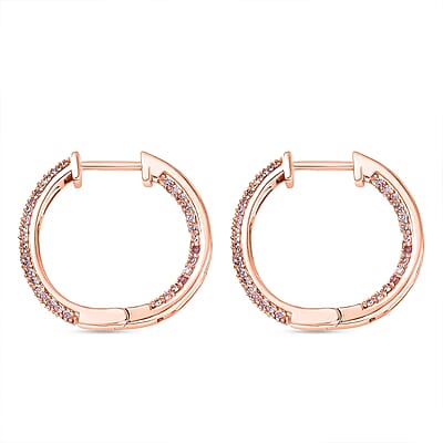 D'Joy Natural Pink Diamond I3 1.00 ctw Forever Blush Hoop Earrings in 18K Vermeil Rose Gold Over Sterling Silver