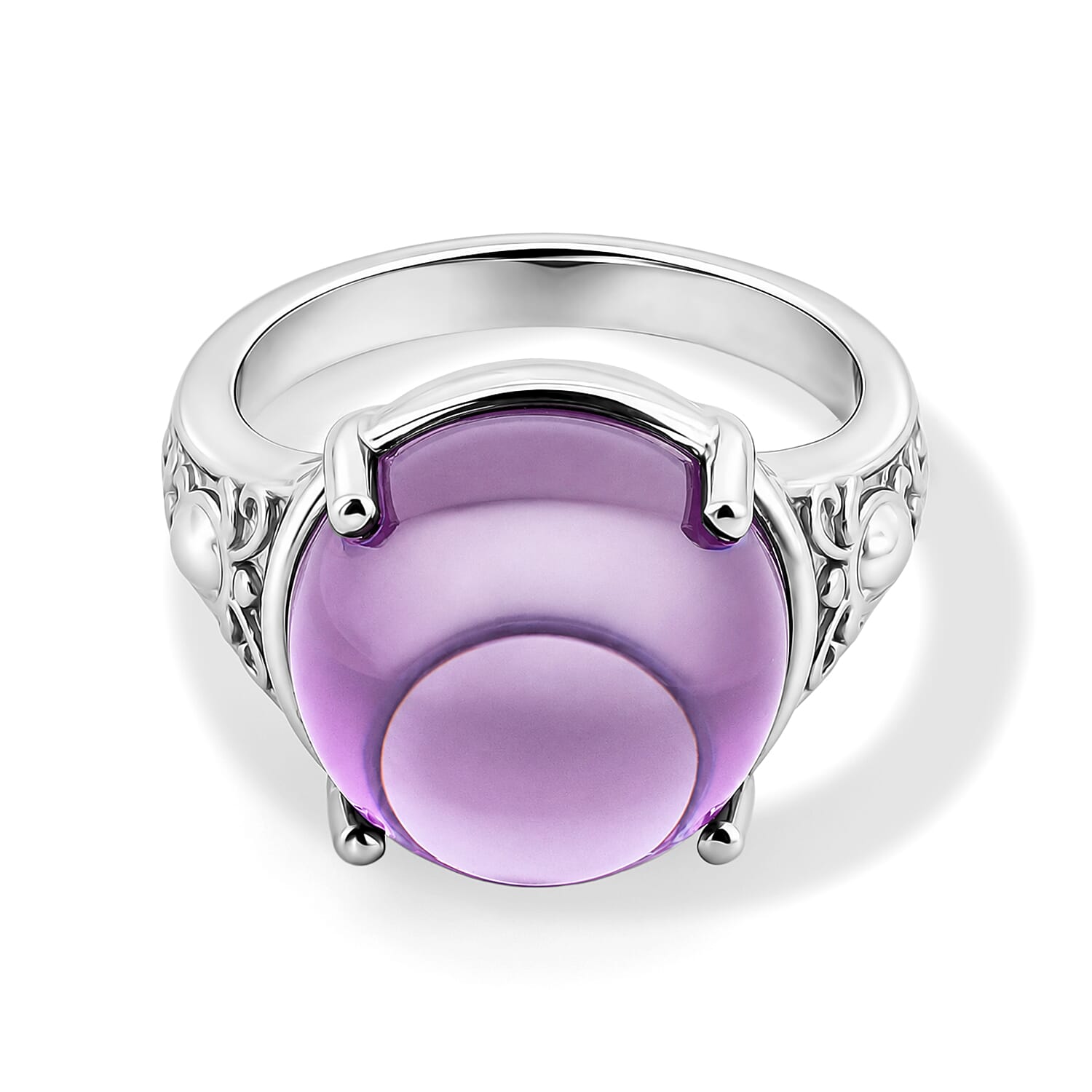 EverTrue Simulated Amethyst Color Diamond Ring in Stainless Steel (Size 7.0) 25.25 ctw