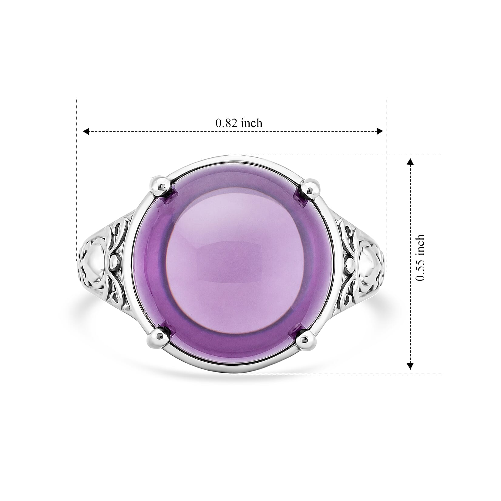 EverTrue Simulated Amethyst Color Diamond Ring in Stainless Steel (Size 7.0) 25.25 ctw