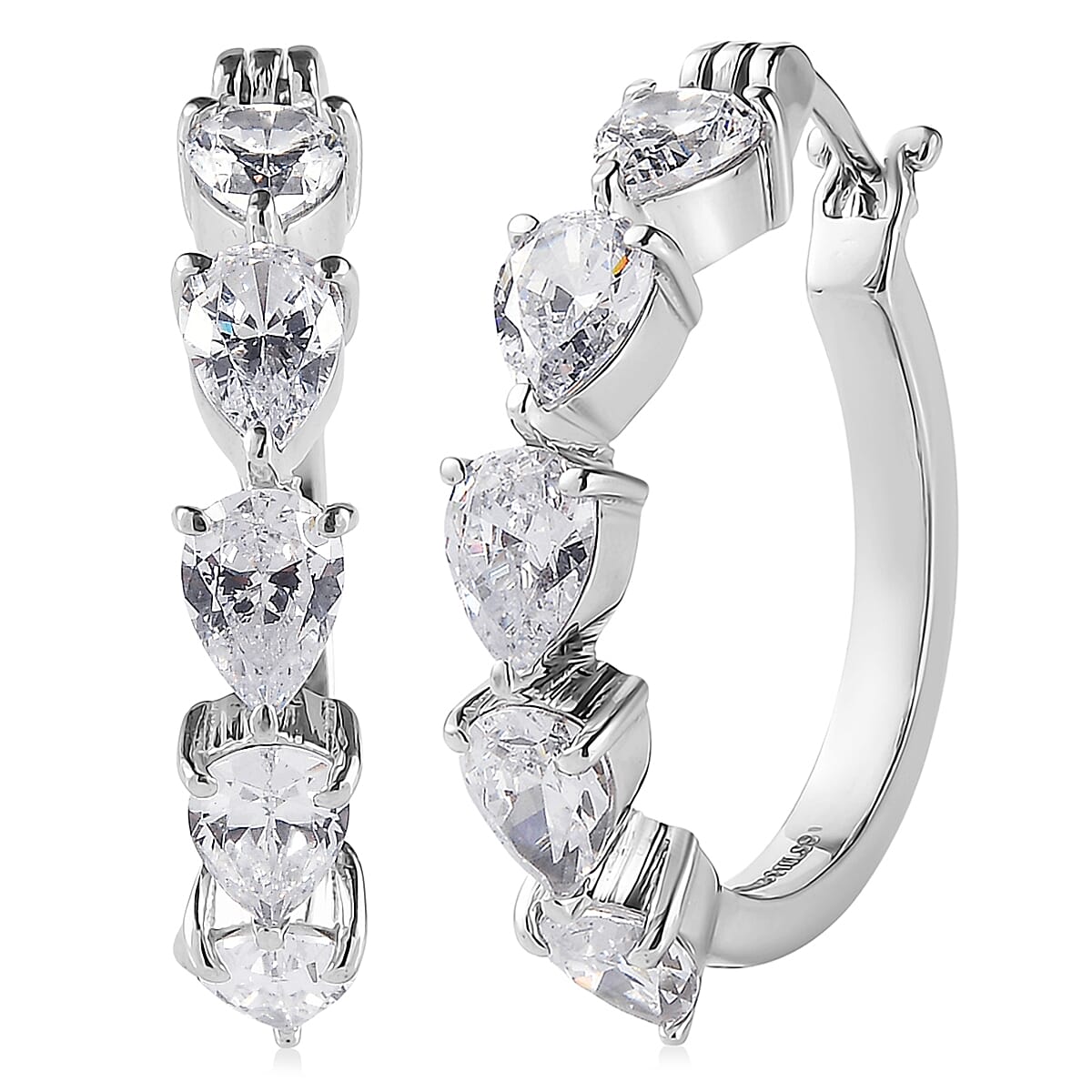 EverTrue Simulated Diamond Hoop Earrings in Stainless Steel