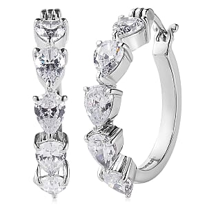 EverTrue White Cubic Zirconia  Full Hoop Earring Stainless Steel  17.20 ctw  10.00 ctw
