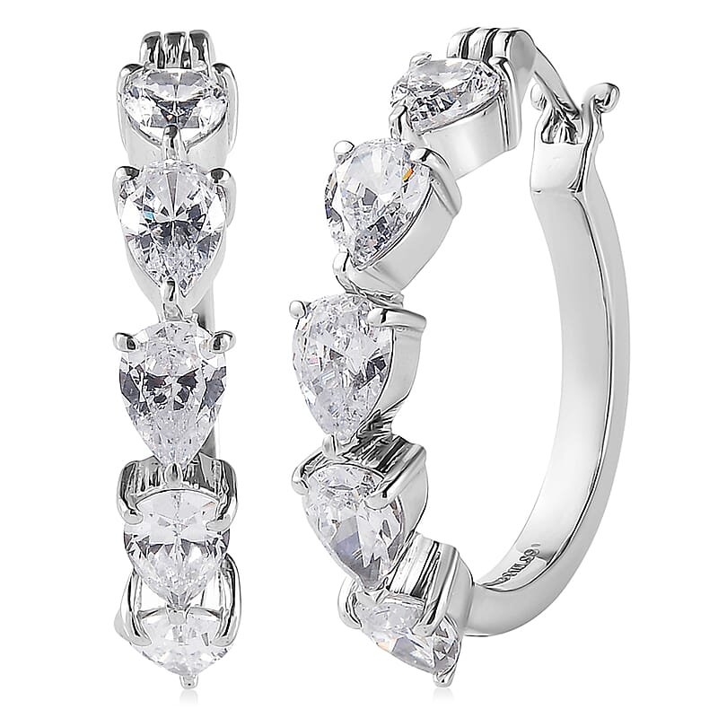 EverTrue Simulated Diamond Hoop Earrings in Stainless Steel