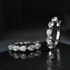 EverTrue White Cubic Zirconia  Full Hoop Earring Stainless Steel  17.20 ctw  10.00 ctw