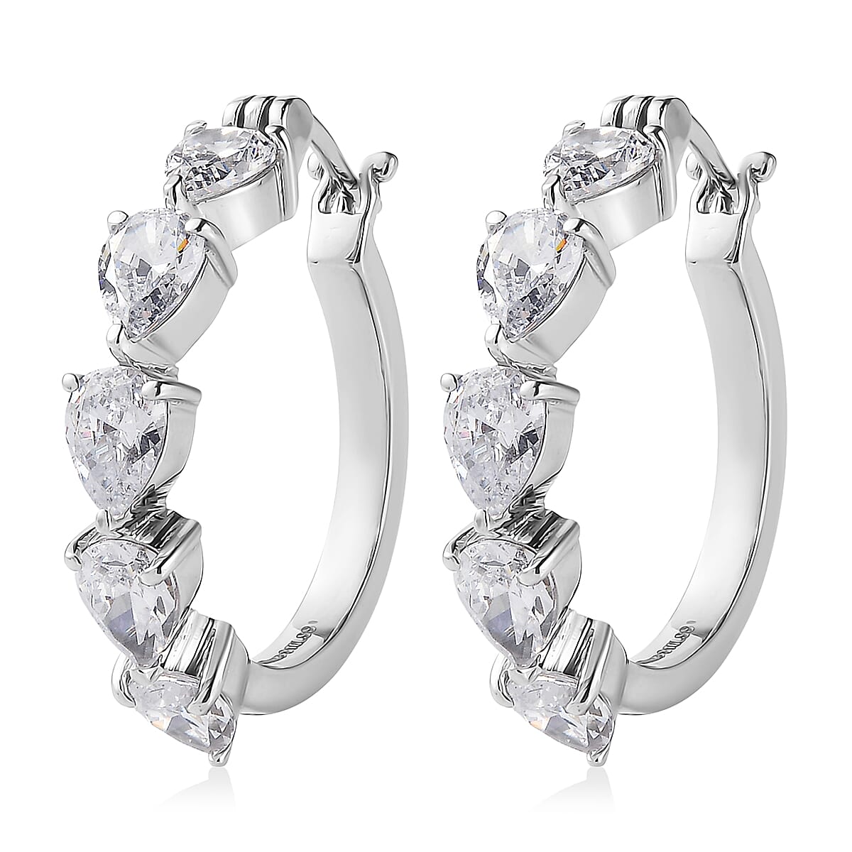 EverTrue White Cubic Zirconia  Full Hoop Earring Stainless Steel  17.20 ctw  10.00 ctw image number 3
