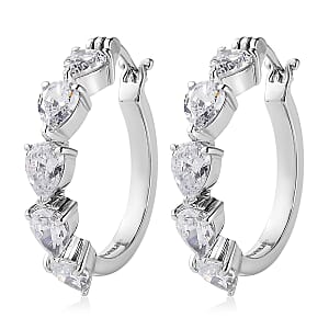 EverTrue White Cubic Zirconia  Full Hoop Earring Stainless Steel  17.20 ctw  10.00 ctw