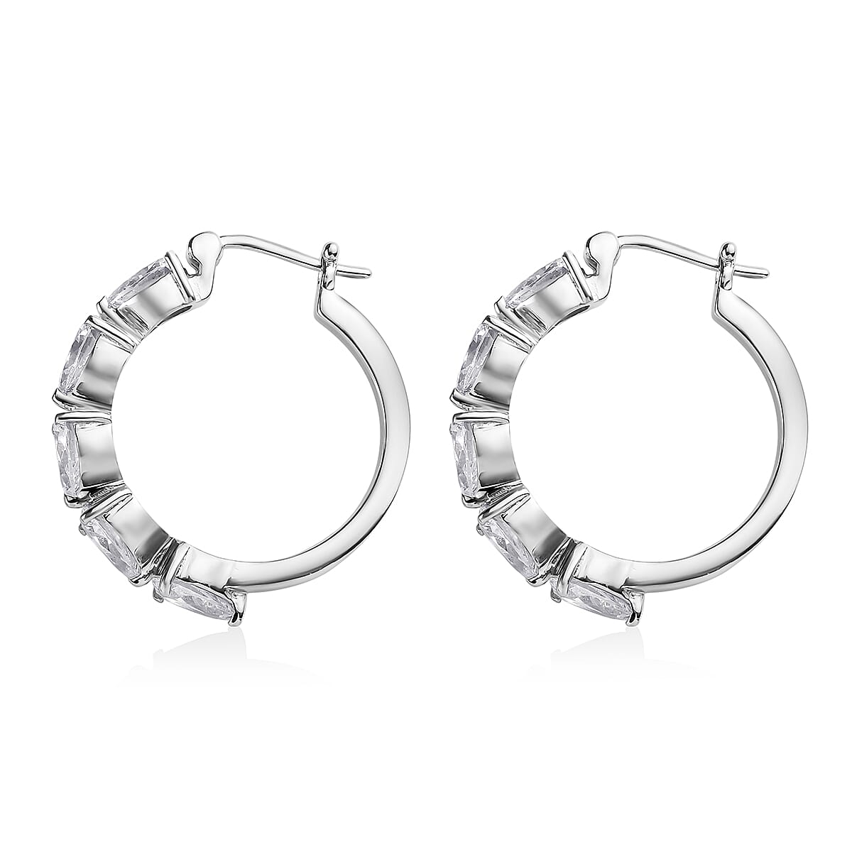 EverTrue White Cubic Zirconia  Full Hoop Earring Stainless Steel  17.20 ctw  10.00 ctw image number 4