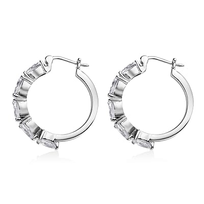 EverTrue Simulated Diamond Hoop Earrings in Stainless Steel