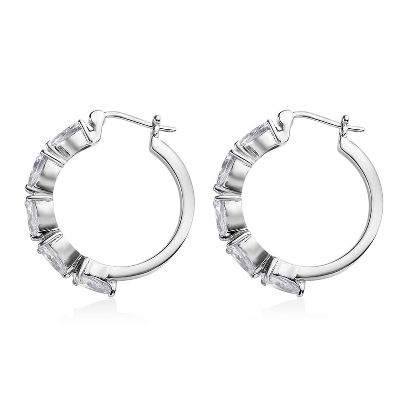 EverTrue Simulated Diamond Hoop Earrings in Stainless Steel
