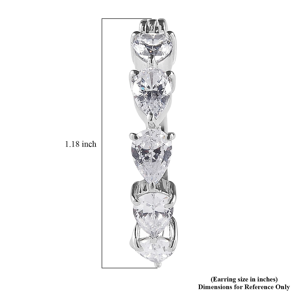 EverTrue White Cubic Zirconia  Full Hoop Earring Stainless Steel  17.20 ctw  10.00 ctw image number 5