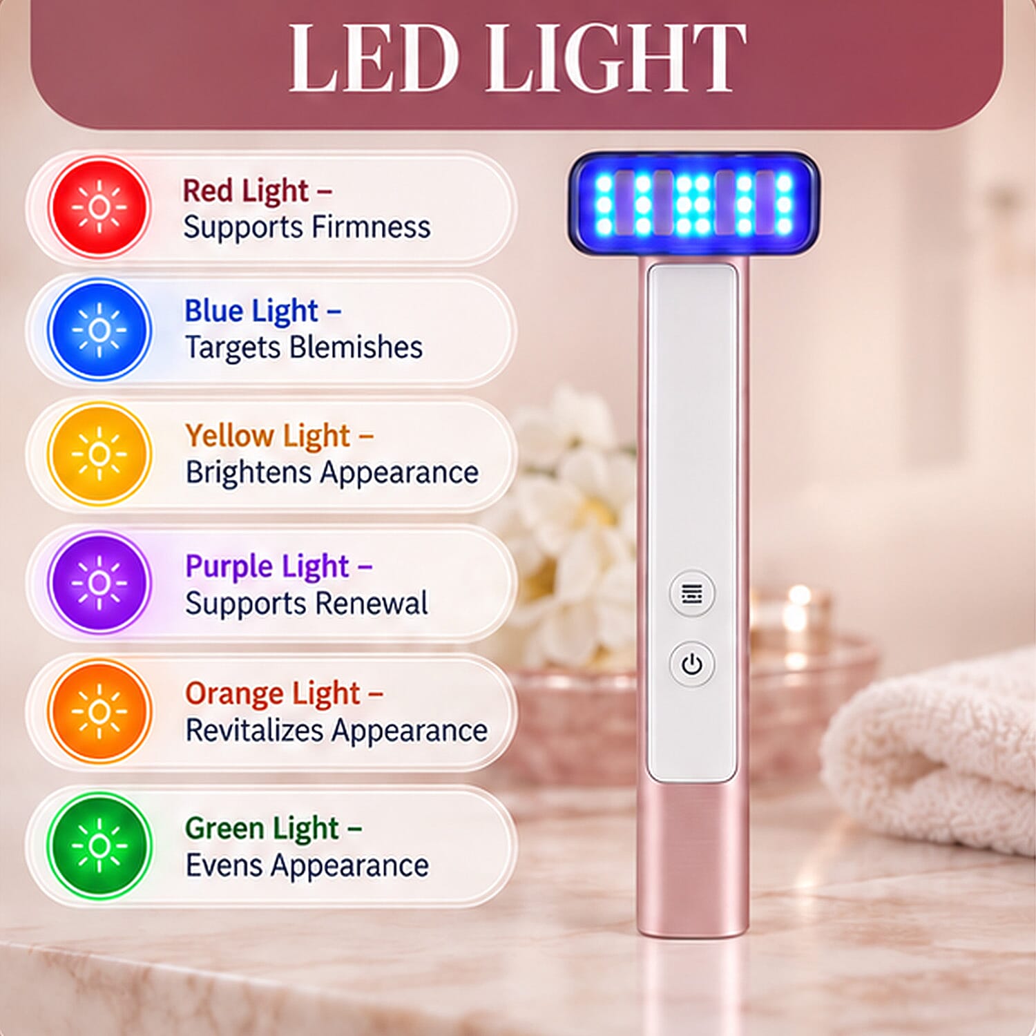 BEAUTECH 4-in1 Rotating Facial Beauty Wand with 7 Color Lights & EMS (Lifetime Warranty)