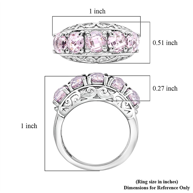 EverTrue Simulated Pink Diamond Ring in Stainless Steel (Size 11.0)