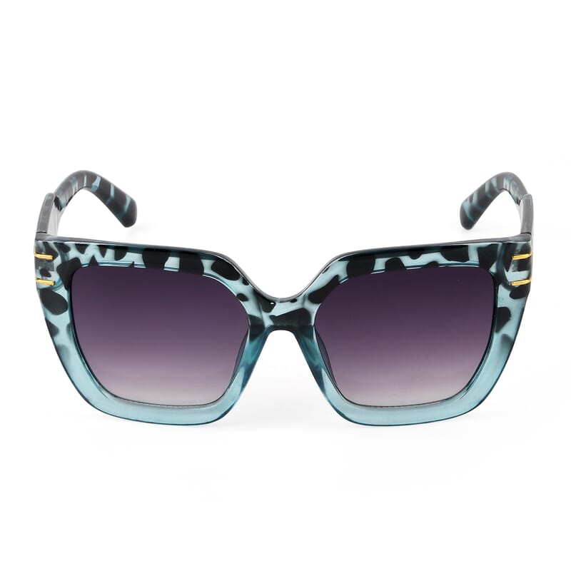 Blue Leopard UV400 Sunglasses with Case