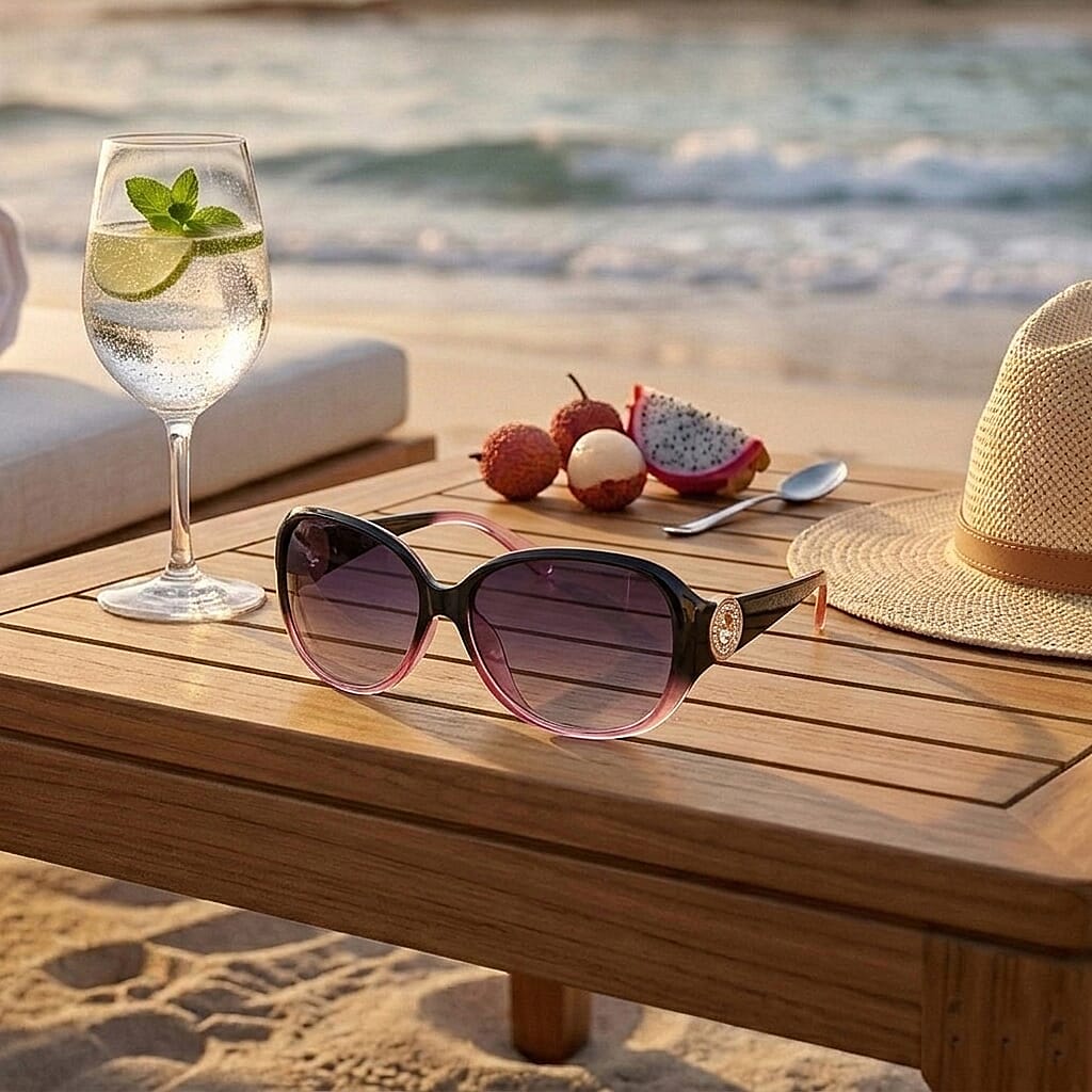 Black & Pink UV400 Sunglasses with Case