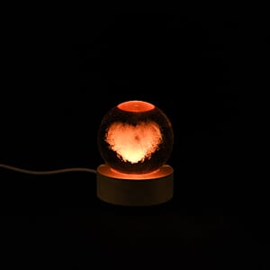 Livmore Heart Crystal Ball LED Light with Wooden Base Dia