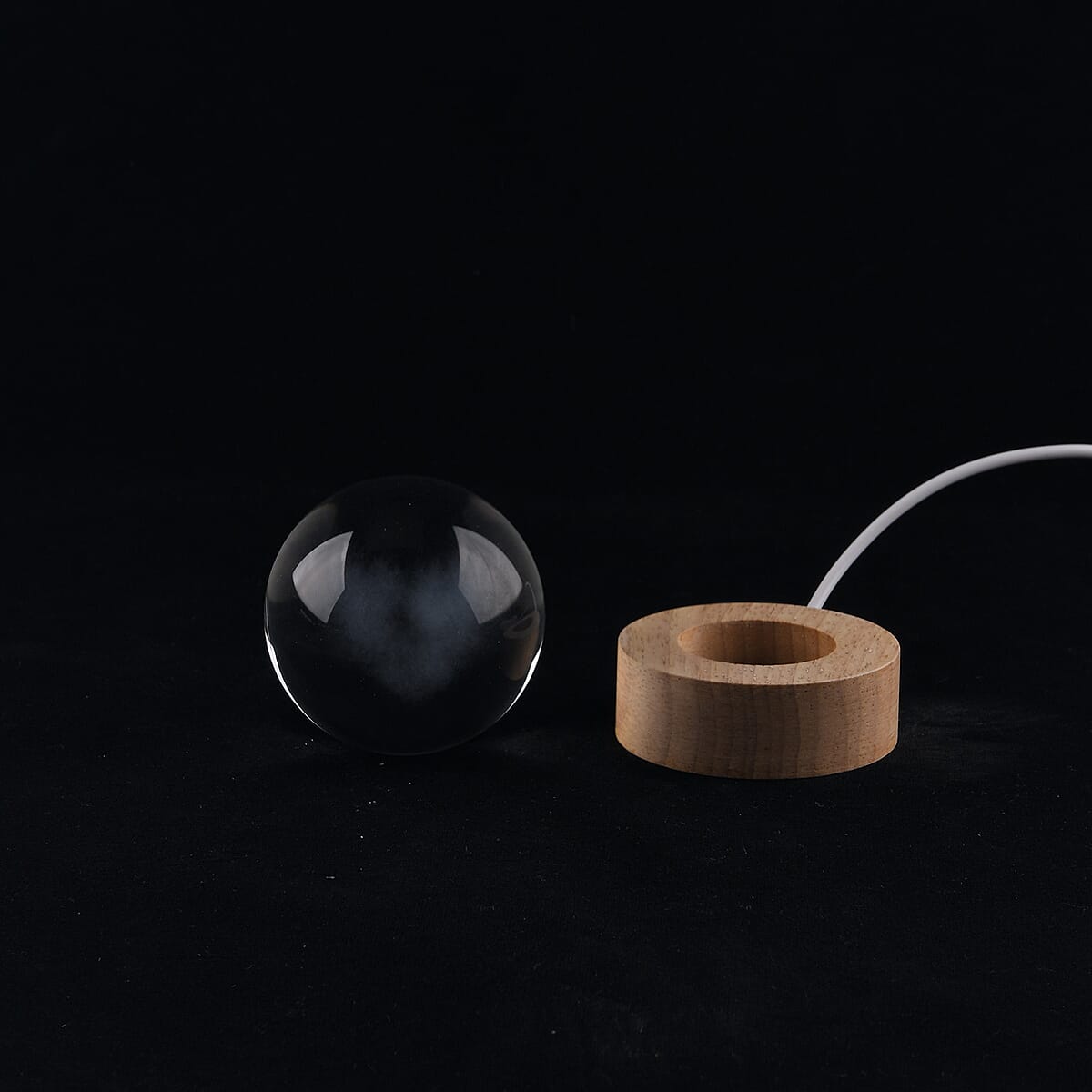 Livmore Heart Crystal Ball LED Light with Wooden Base Dia image number 5