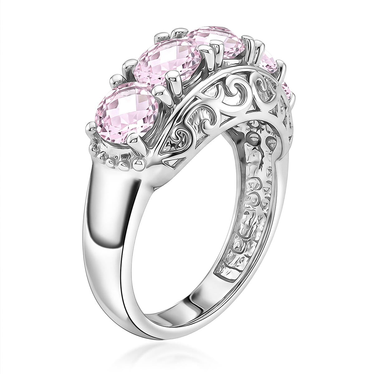 EverTrue Simulated Pink Diamond Ring in Stainless Steel (Size 6.0)