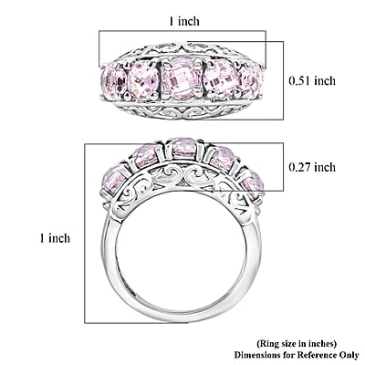 EverTrue Simulated Pink Diamond Ring in Stainless Steel (Size 6.0)