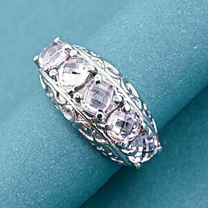 EverTrue Simulated Pink Diamond Ring in Stainless Steel (Size 8.0)