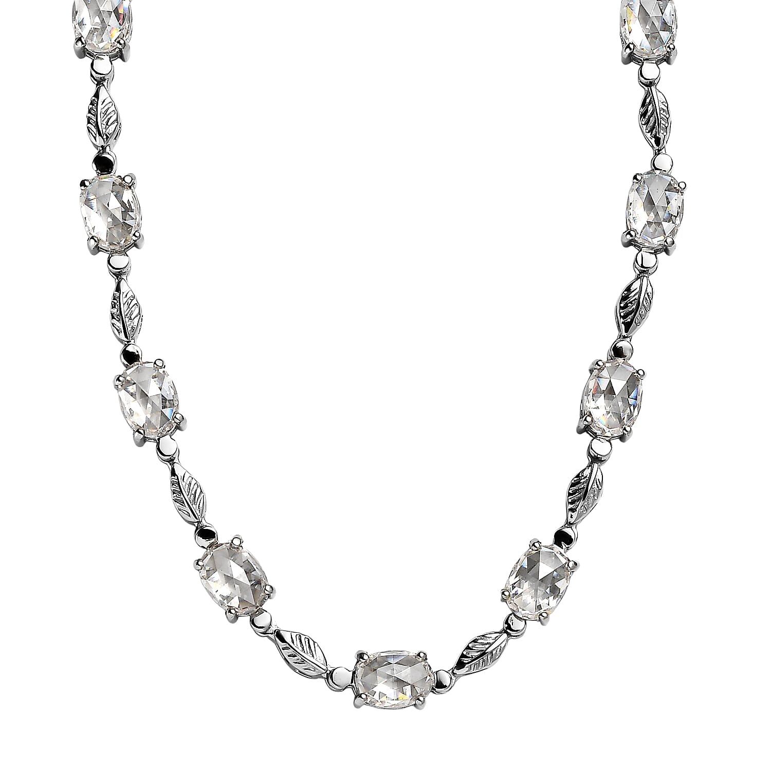 EverTrue Simulated Diamond Dewdrop Leaf Necklace in Stainless Steel 20 Inches