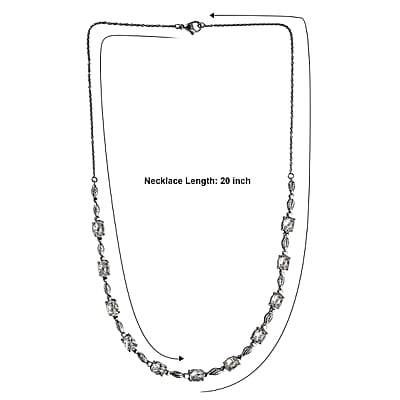 EverTrue Simulated Diamond Dewdrop Leaf Necklace in Stainless Steel 20 Inches