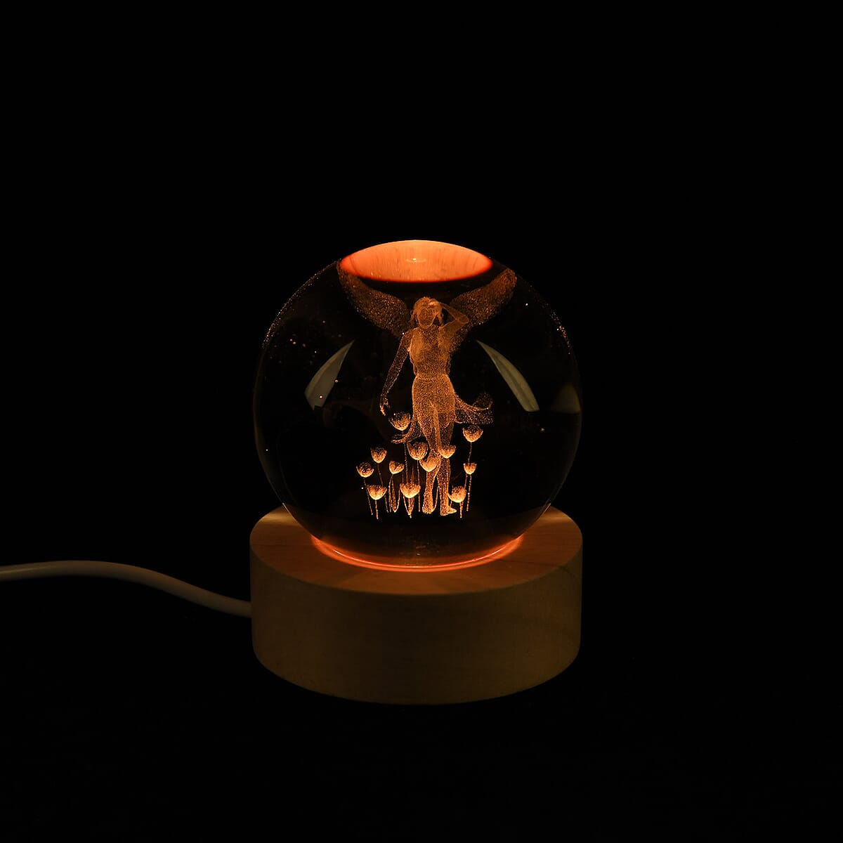 Livmore Fairy Crystal Ball LED Light with Wooden Base Dia image number 2